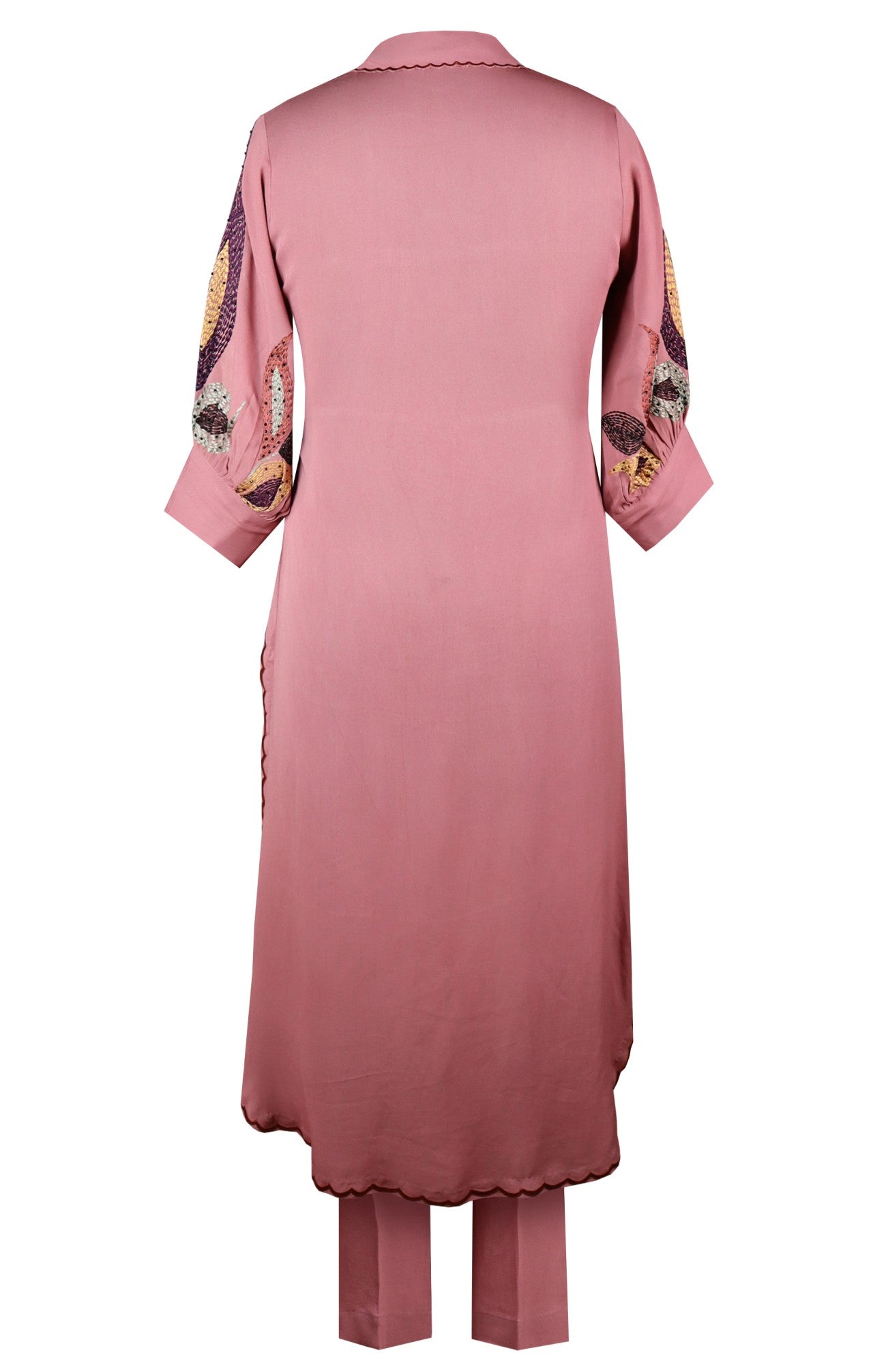 U-Cut Kurta Set - OLD ROSE