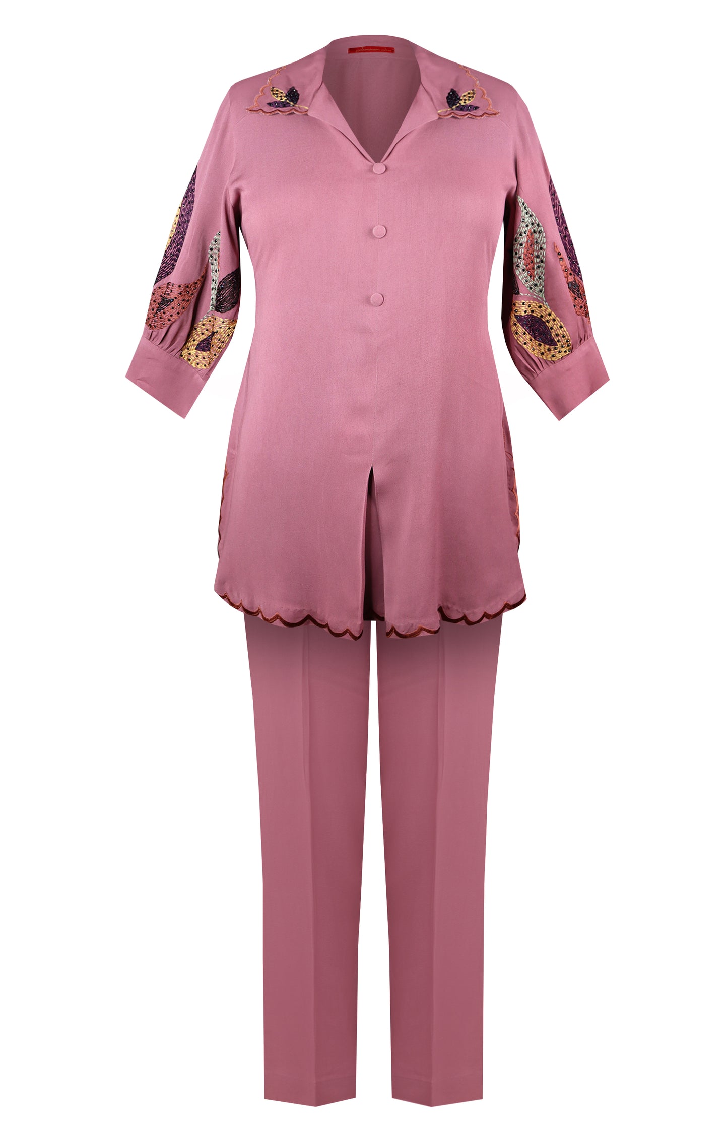 U-Cut Co-ord Set - OLD ROSE