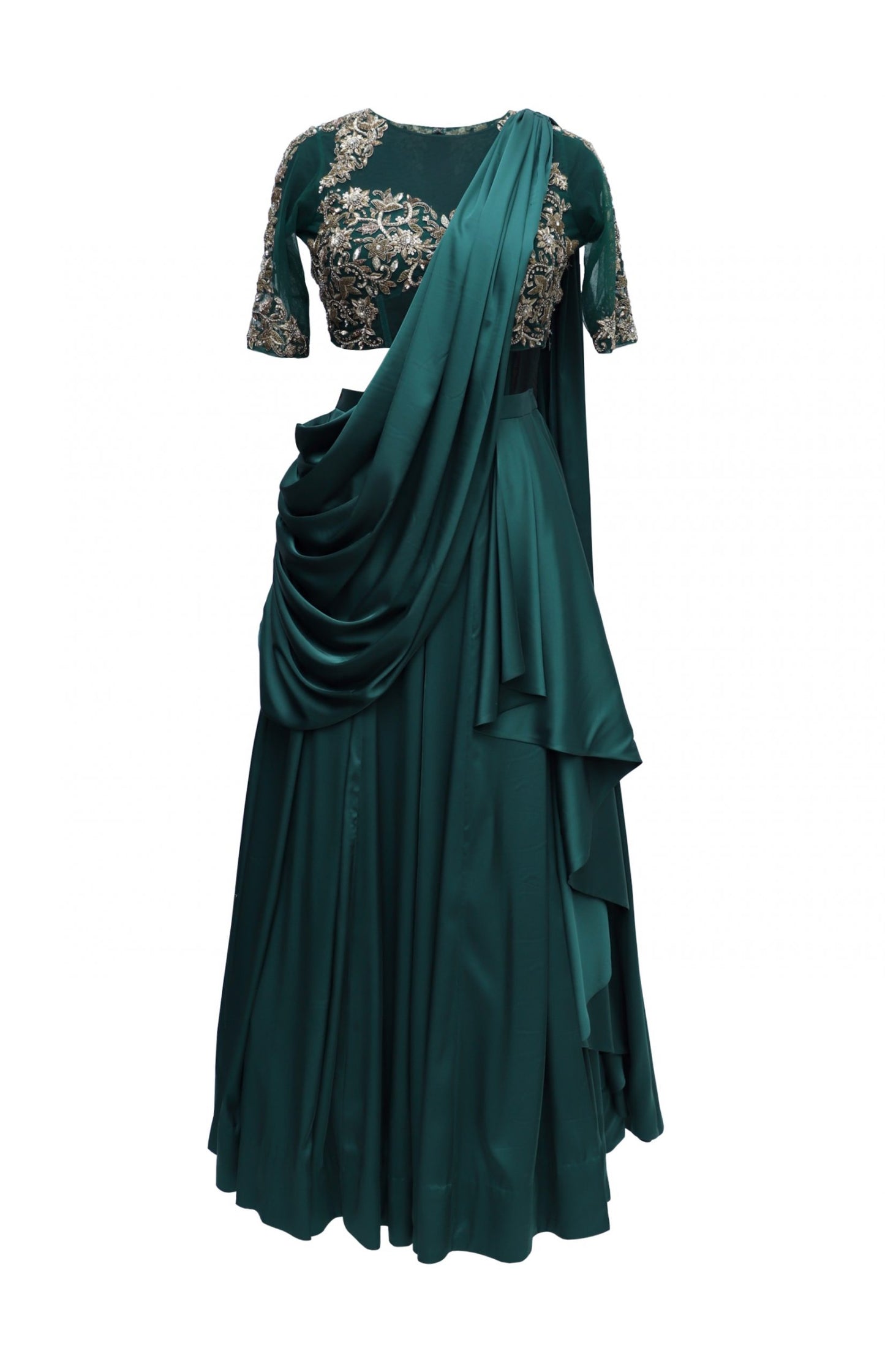 Satin Lehnga With Zardozi Embroidery