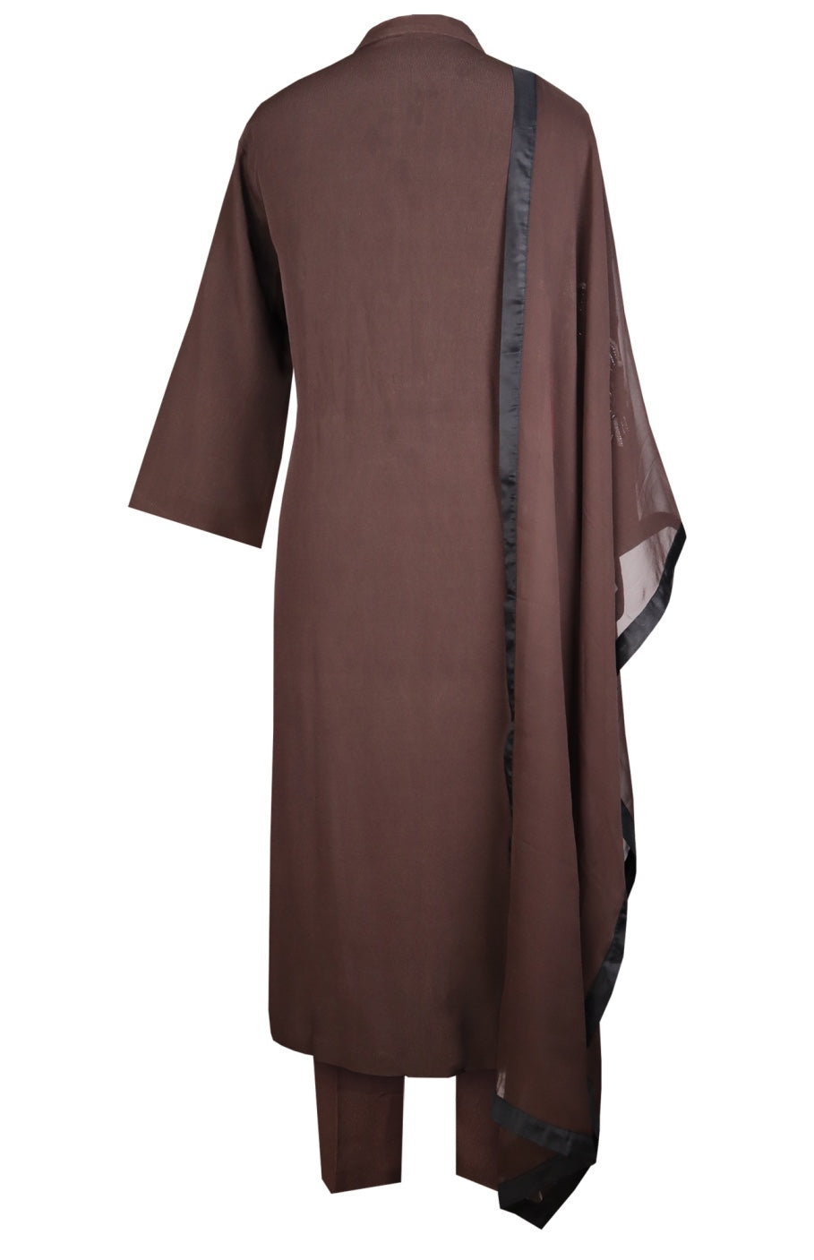 Wavy Lines Crepe Suit - BROWN