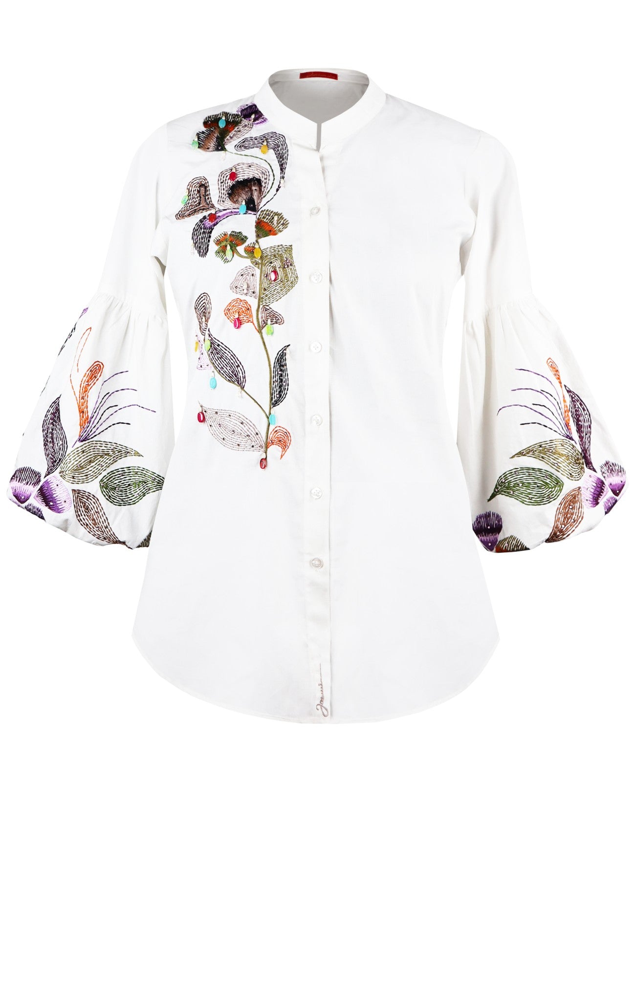 Balloon Sleeves Top With Kantha Embroidery