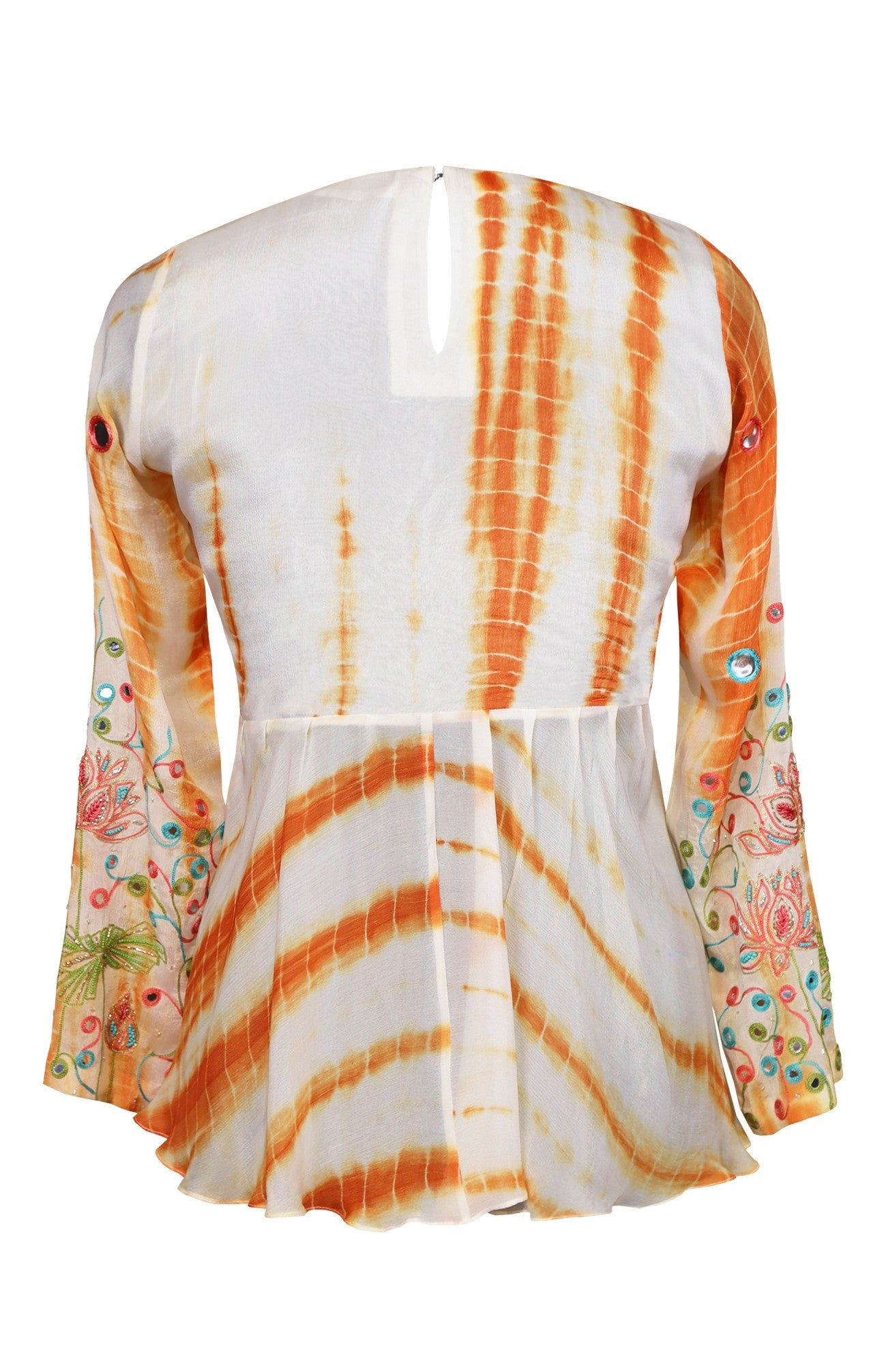 White And Orange Peplum Top