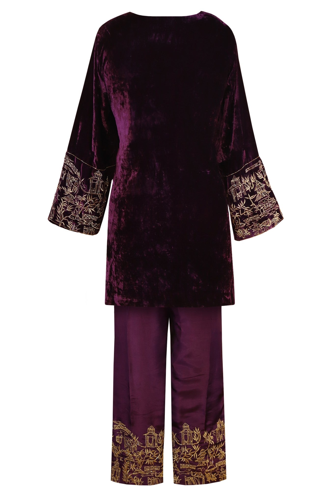 Wine Velvet Co-ord Set