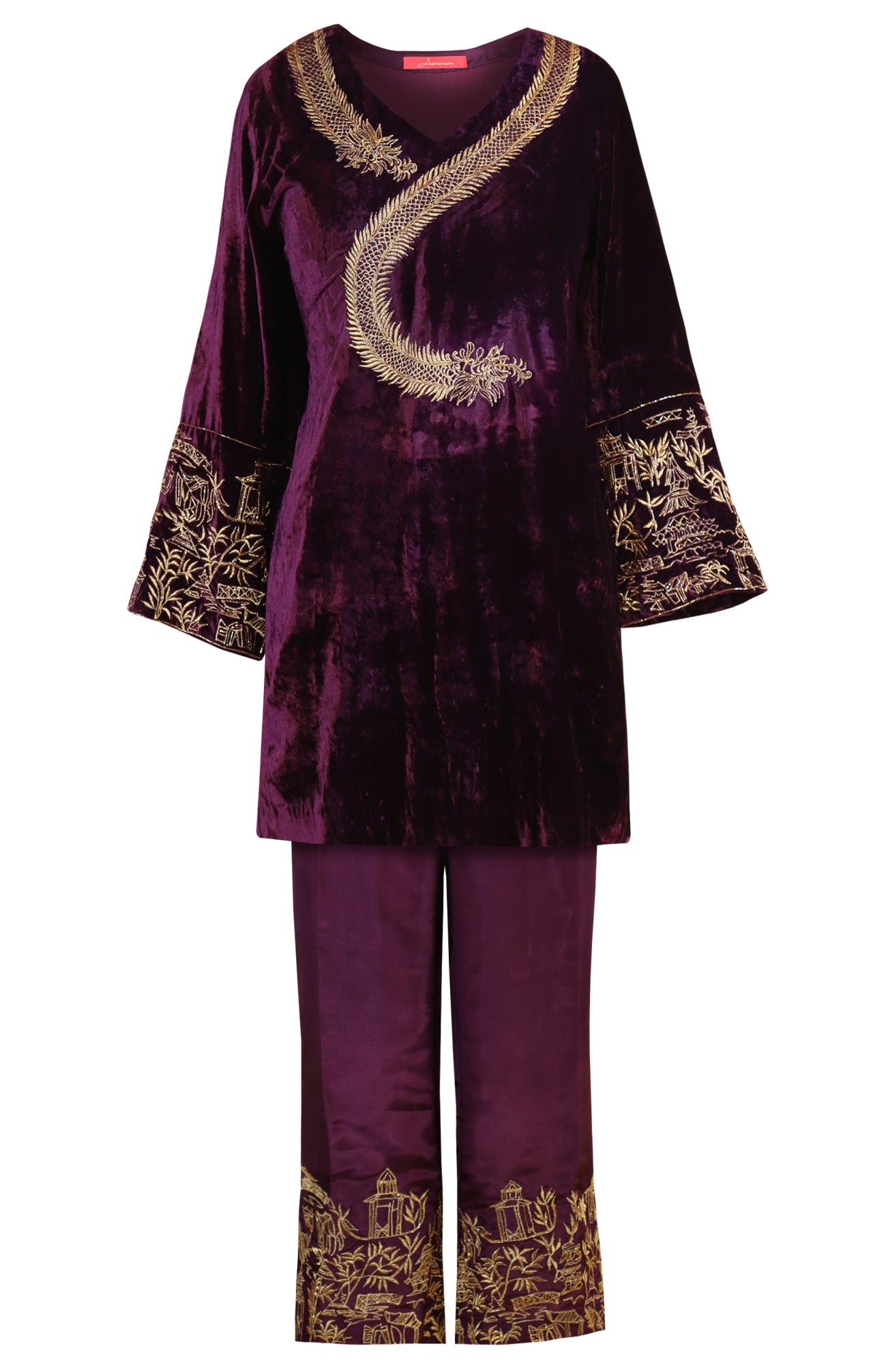 Wine Velvet Co-ord Set