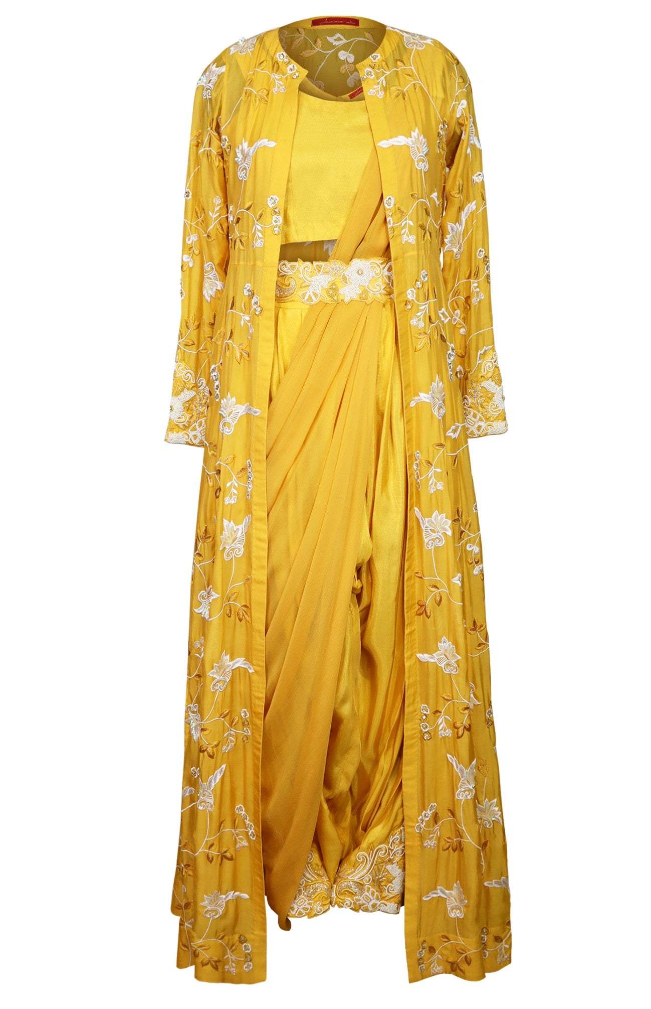 Yellow Embroidered Cape With Afghani Salwar
