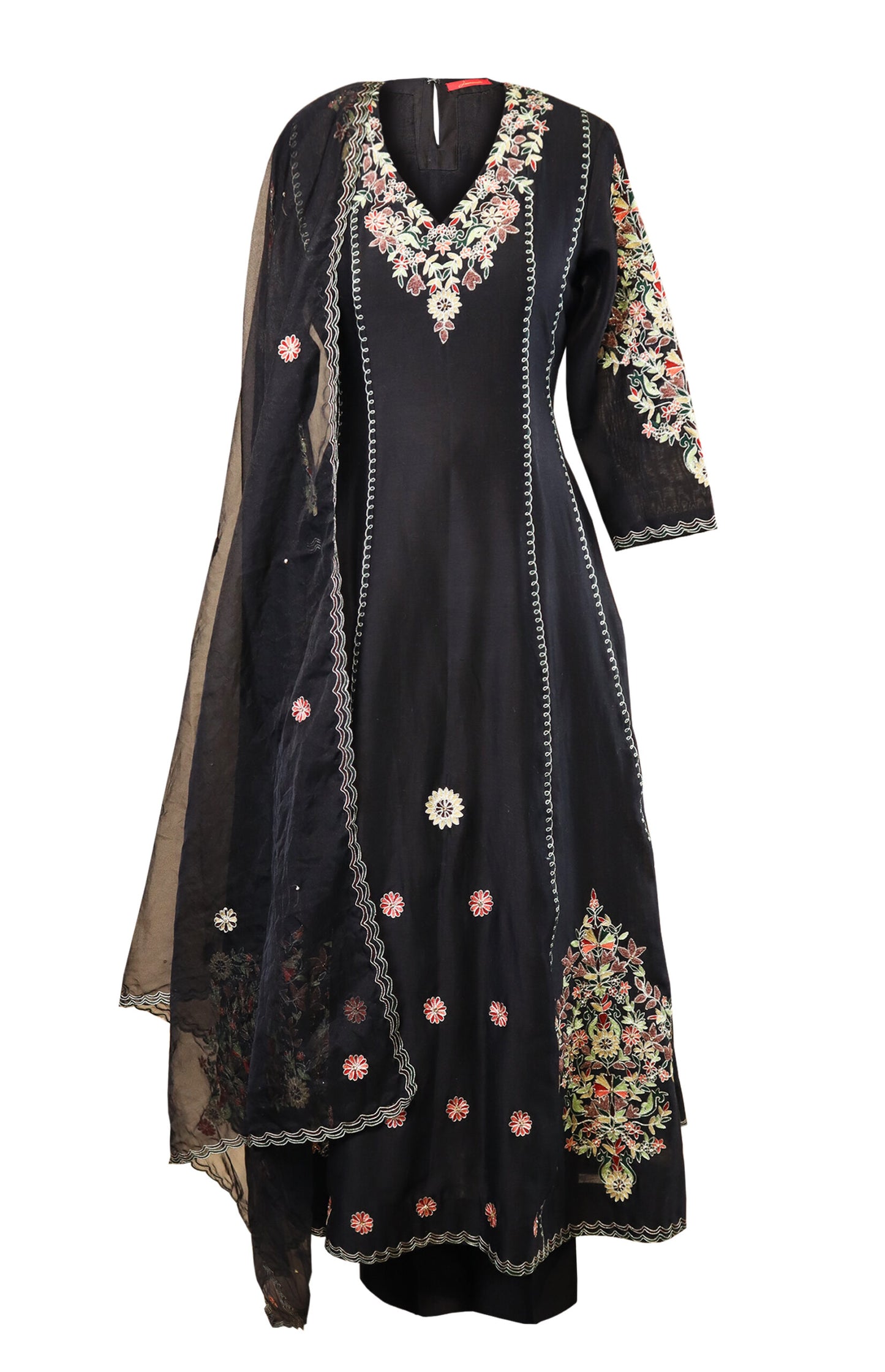 Kora Silk Anarkali With Aari Embroidery