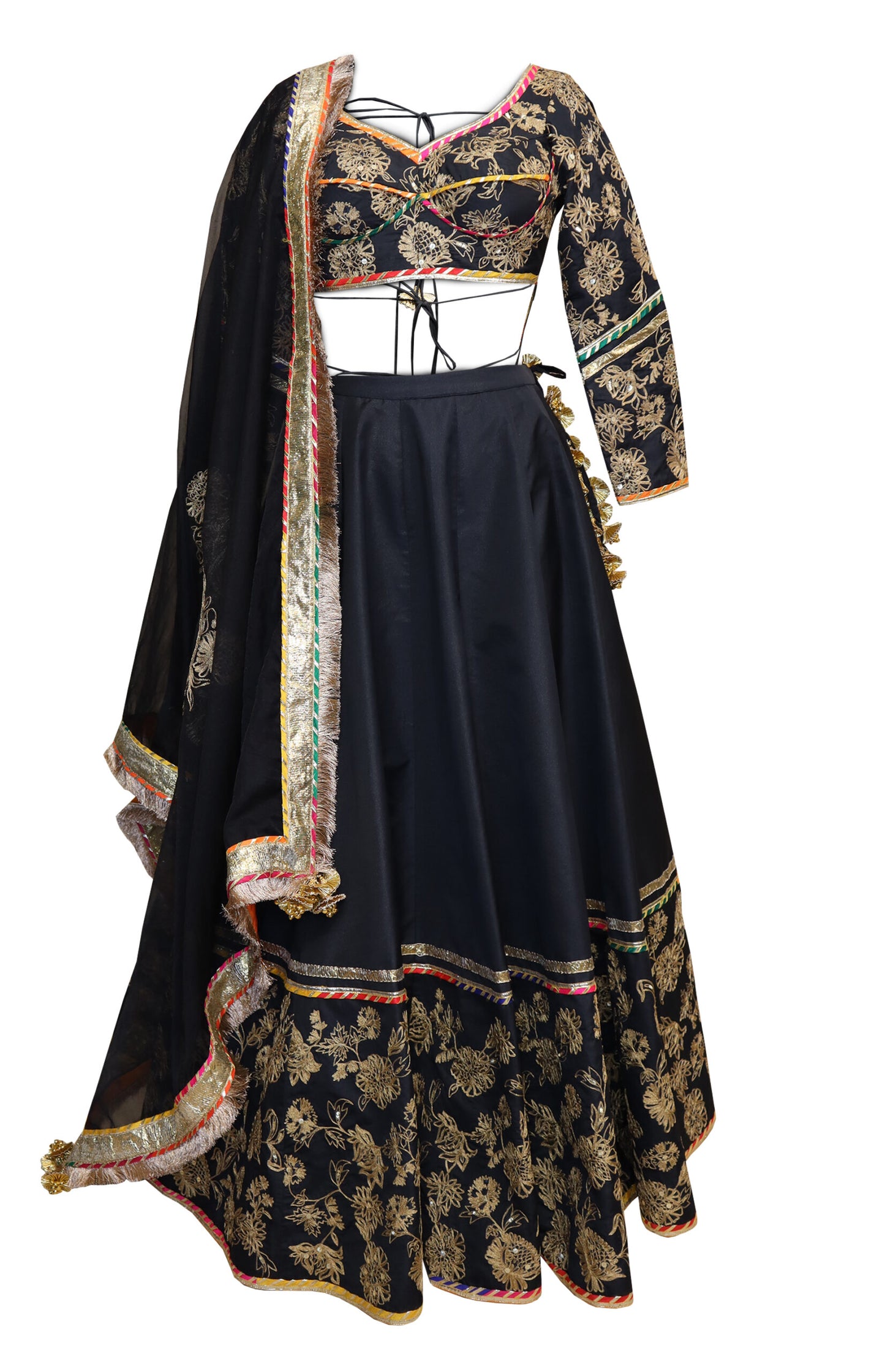 Black Silk Lehnga
