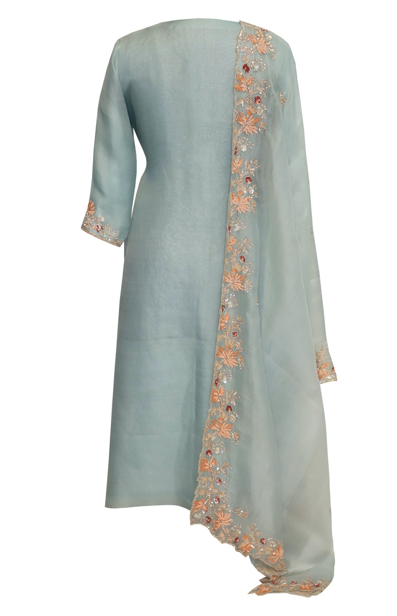 Multicoloured Beads Embroidery Organza Suit