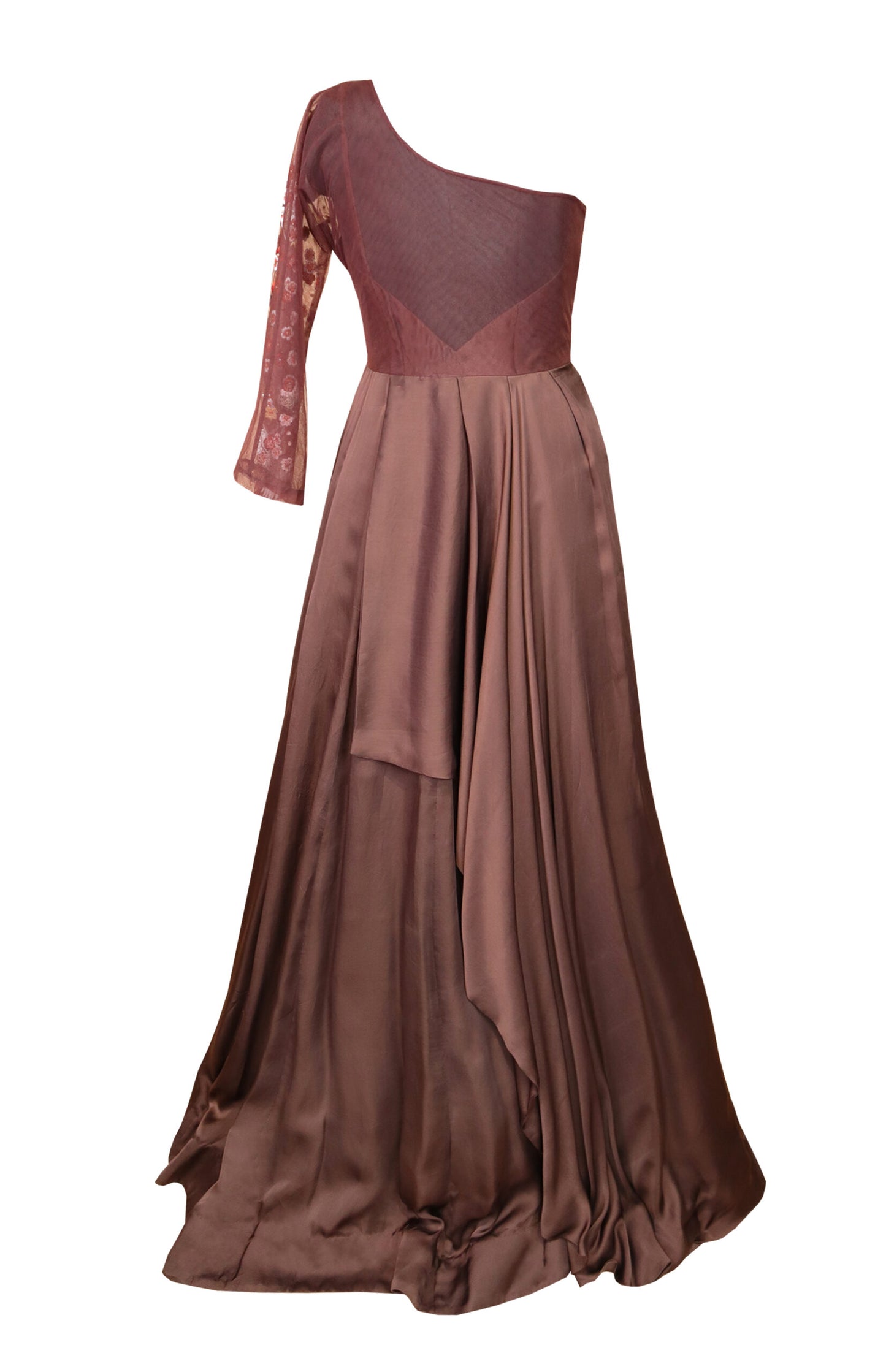 Chocolate Brown Off-Shoulder Gown