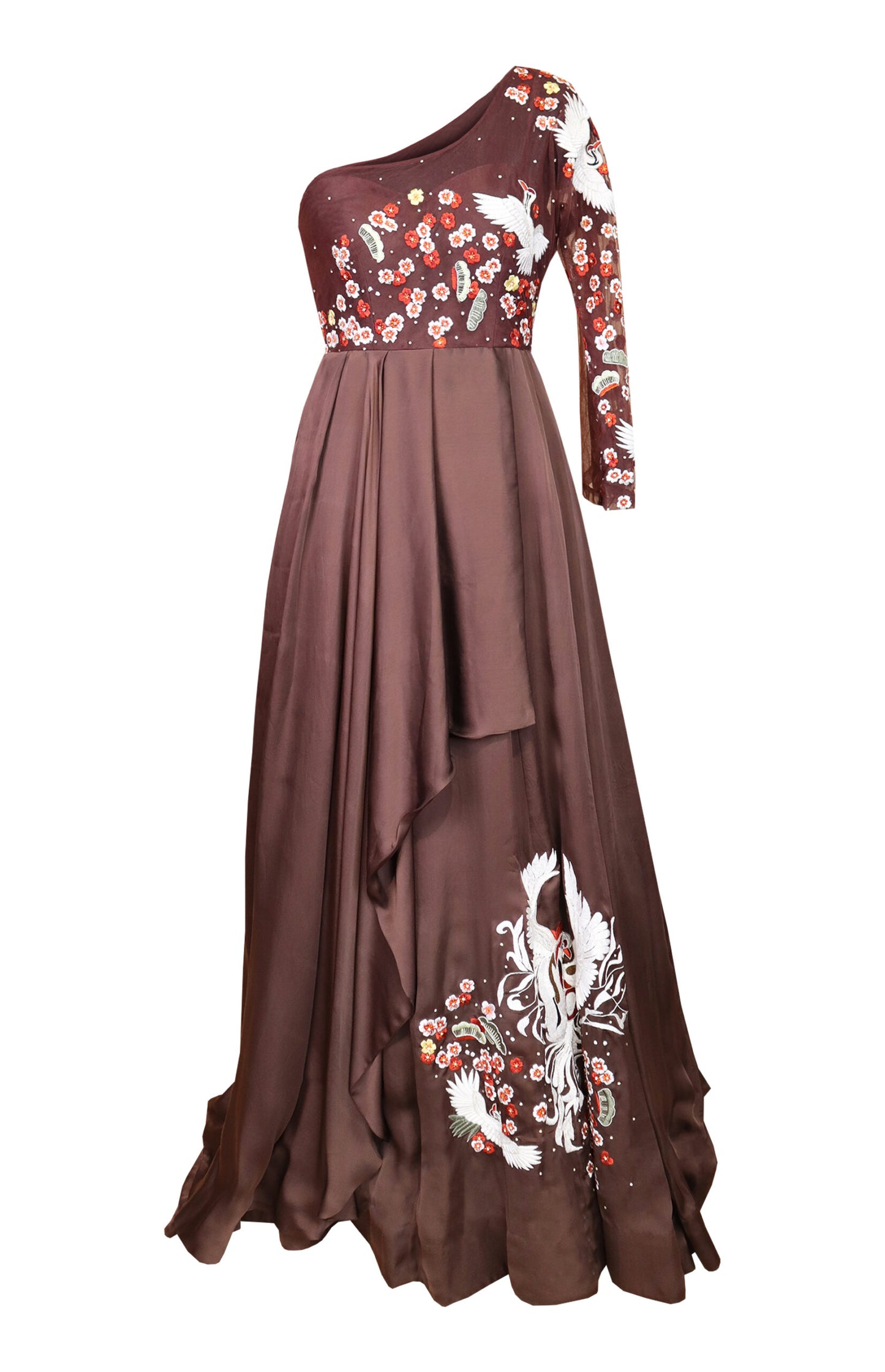 Chocolate Brown Off-Shoulder Gown