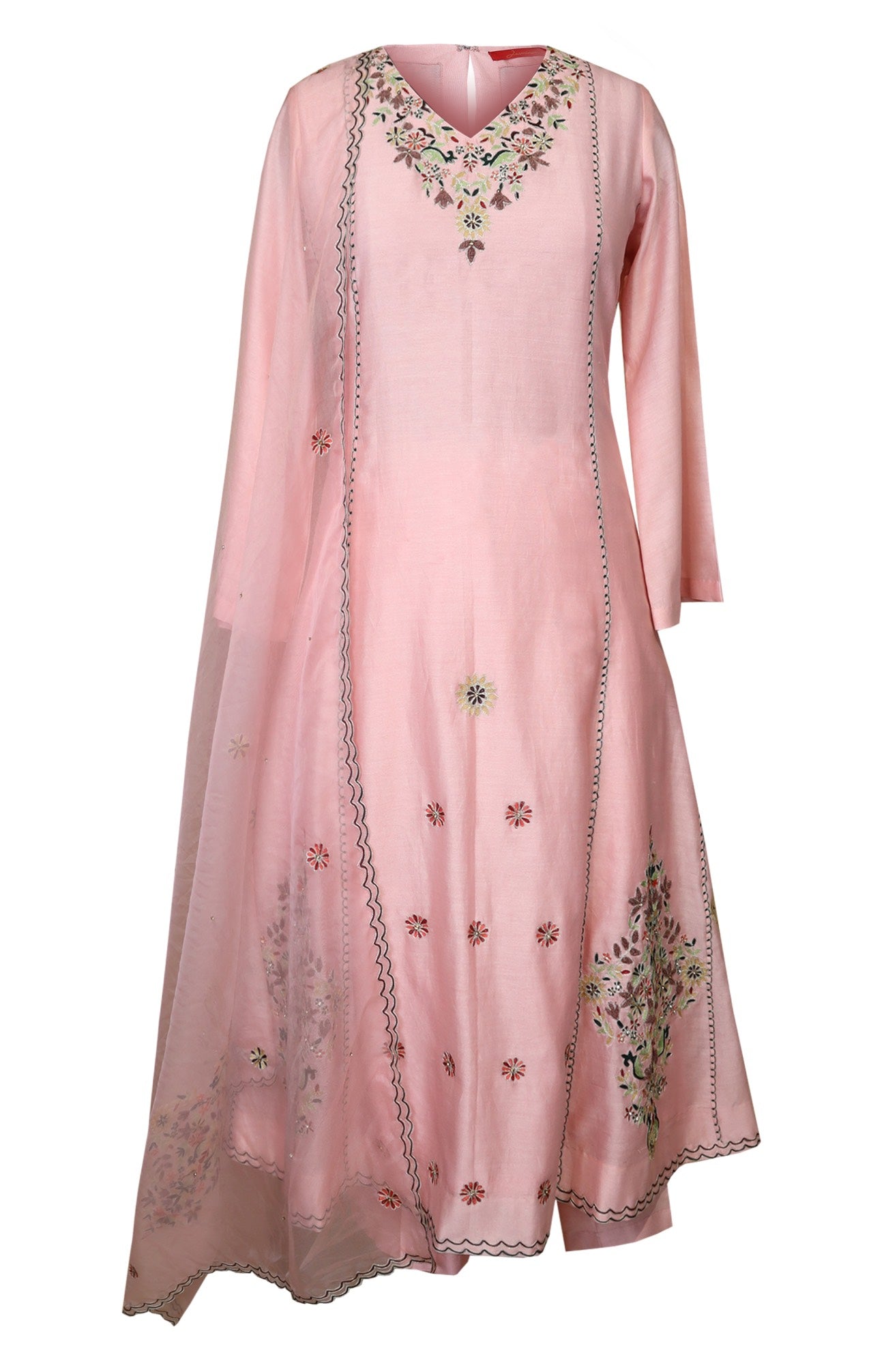 Kora Silk Anarkali With Aari Embroidery