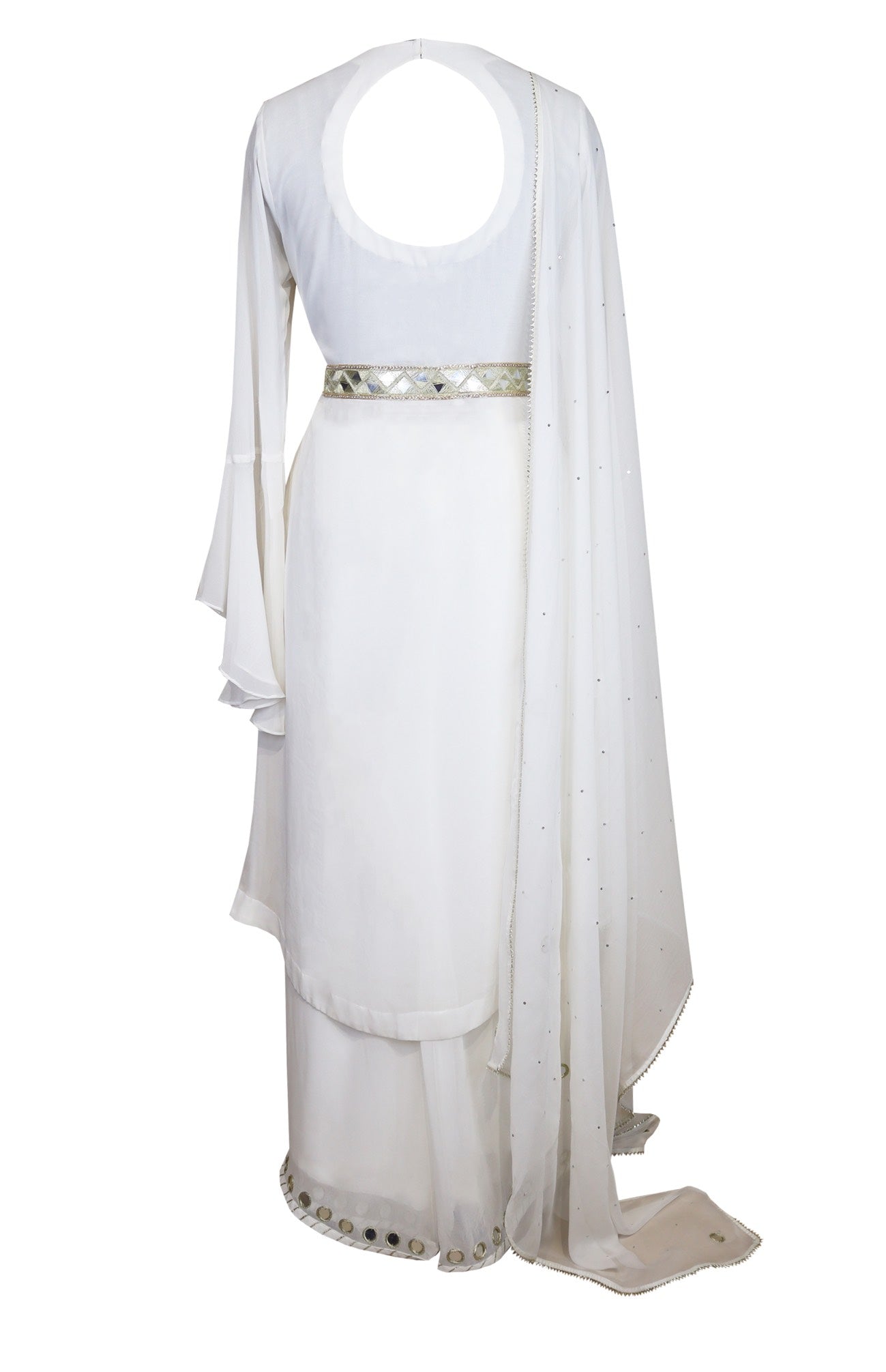 White Mirror Work Georgette Suit