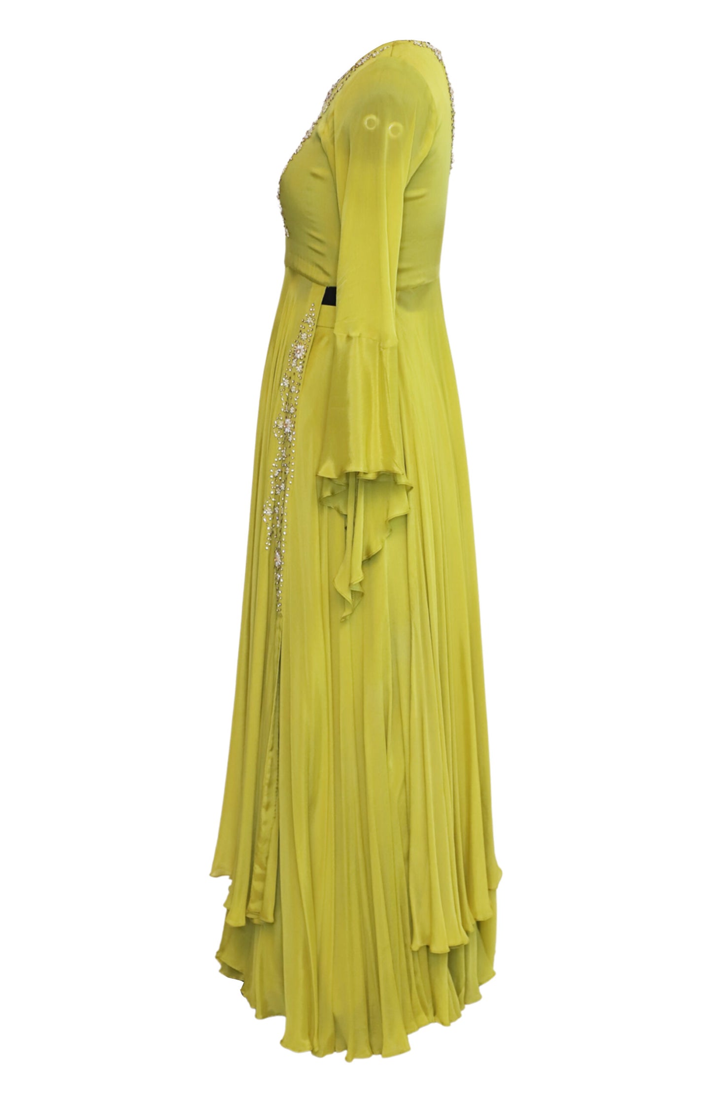 Chiffon Flared Kurta With Sharara