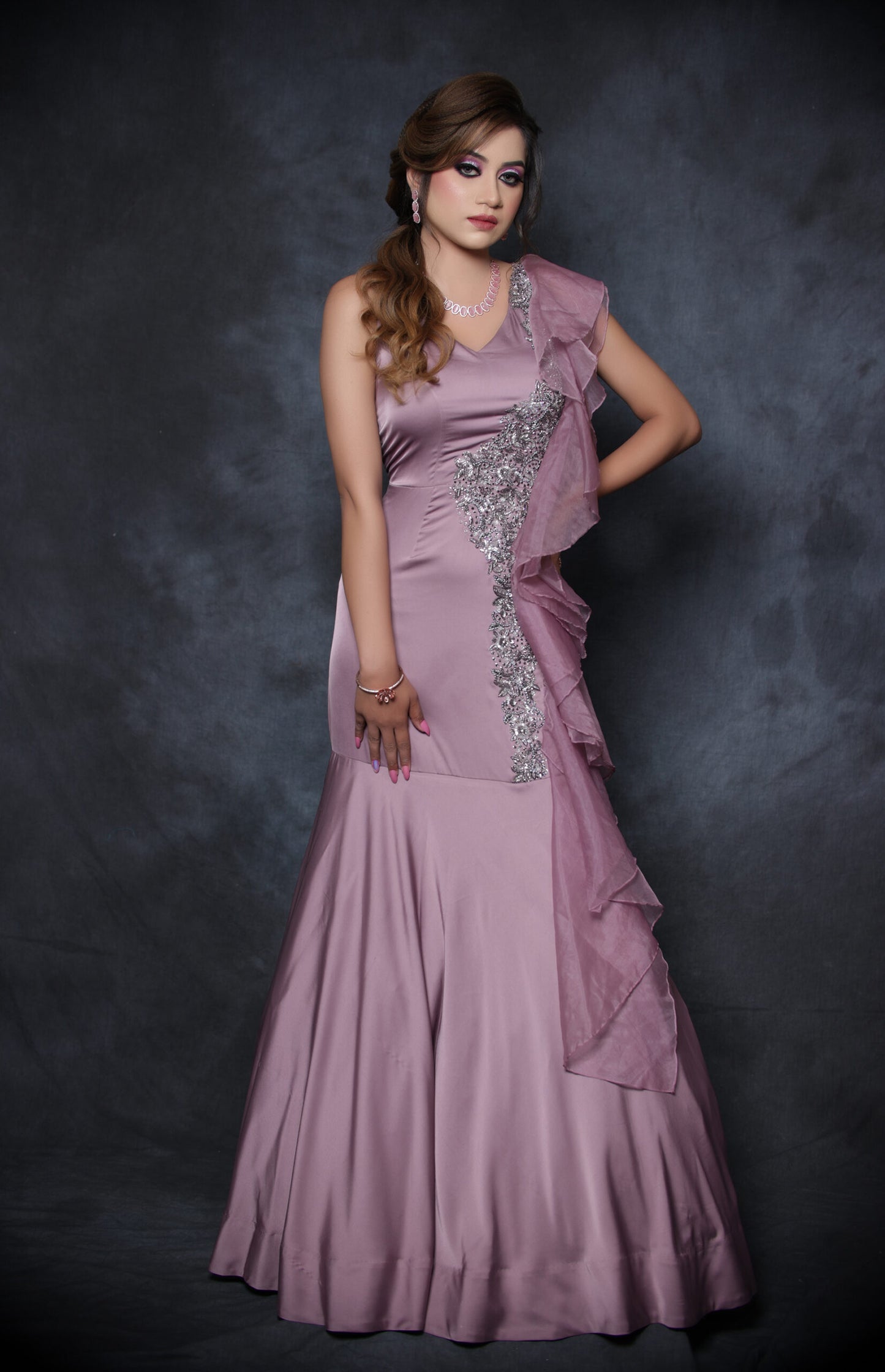 Satin Mermaid Gown - MAUVE