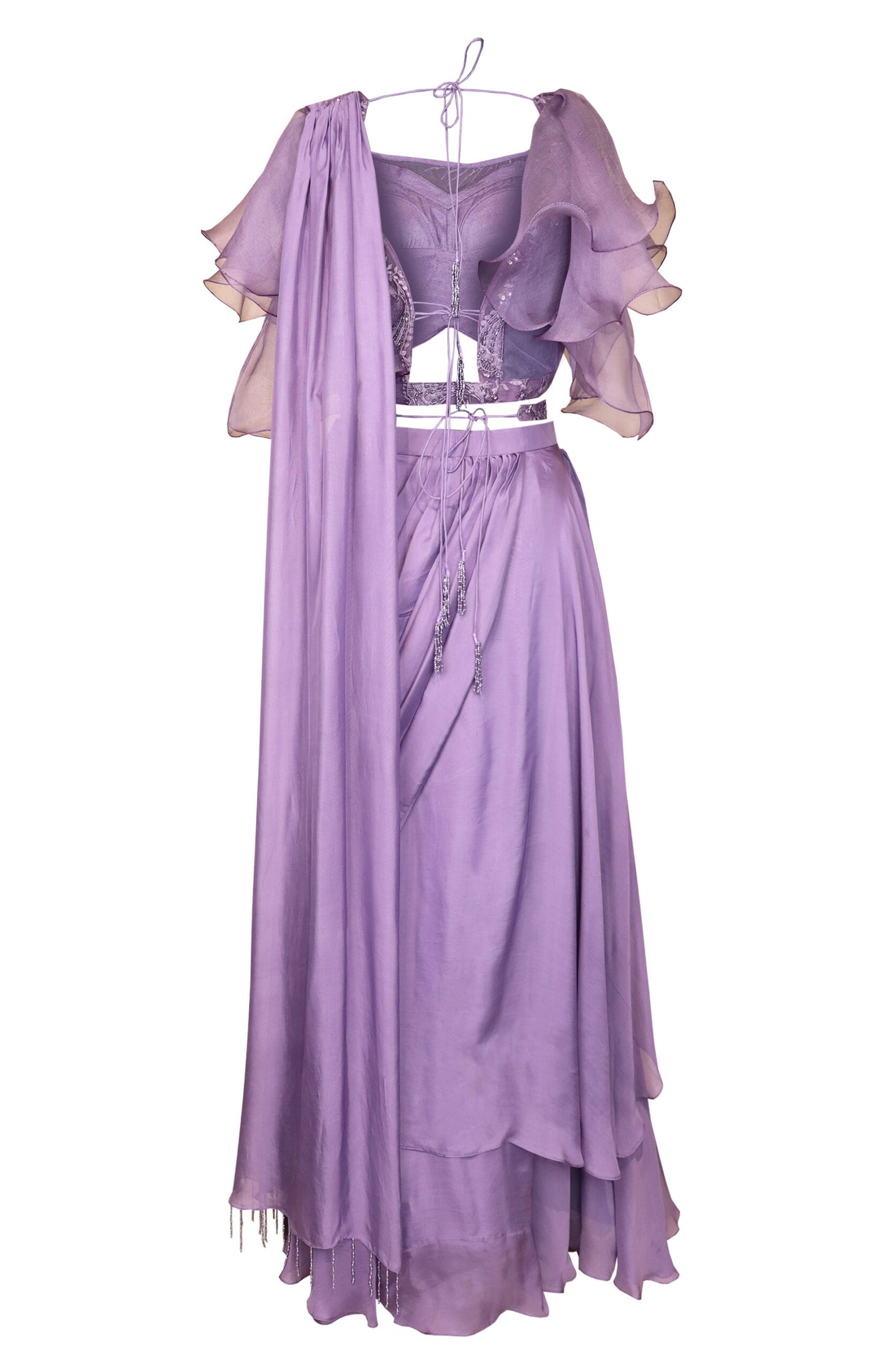 Mauve Crop Top Draped Saree