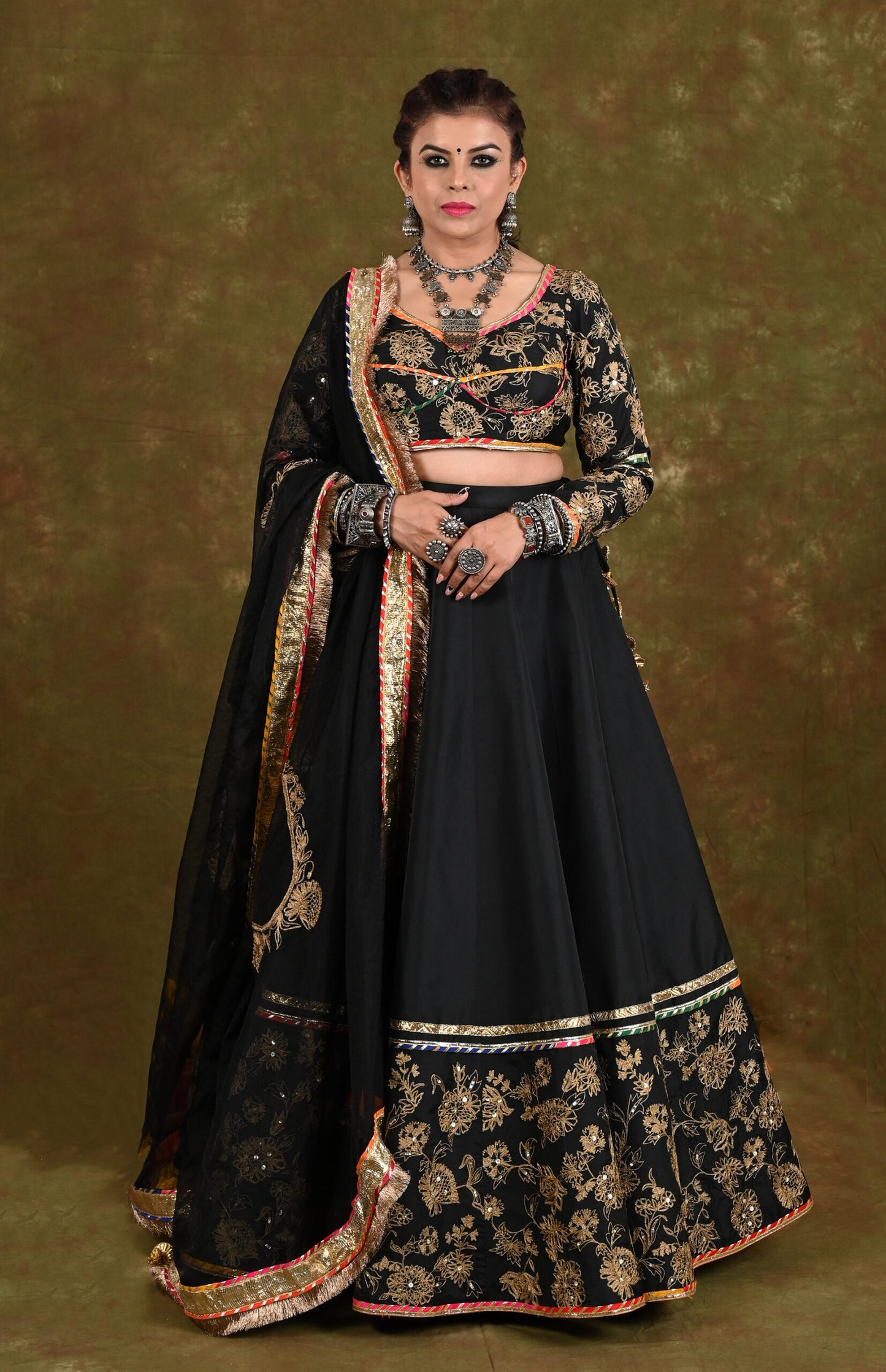 Black Silk Lehnga