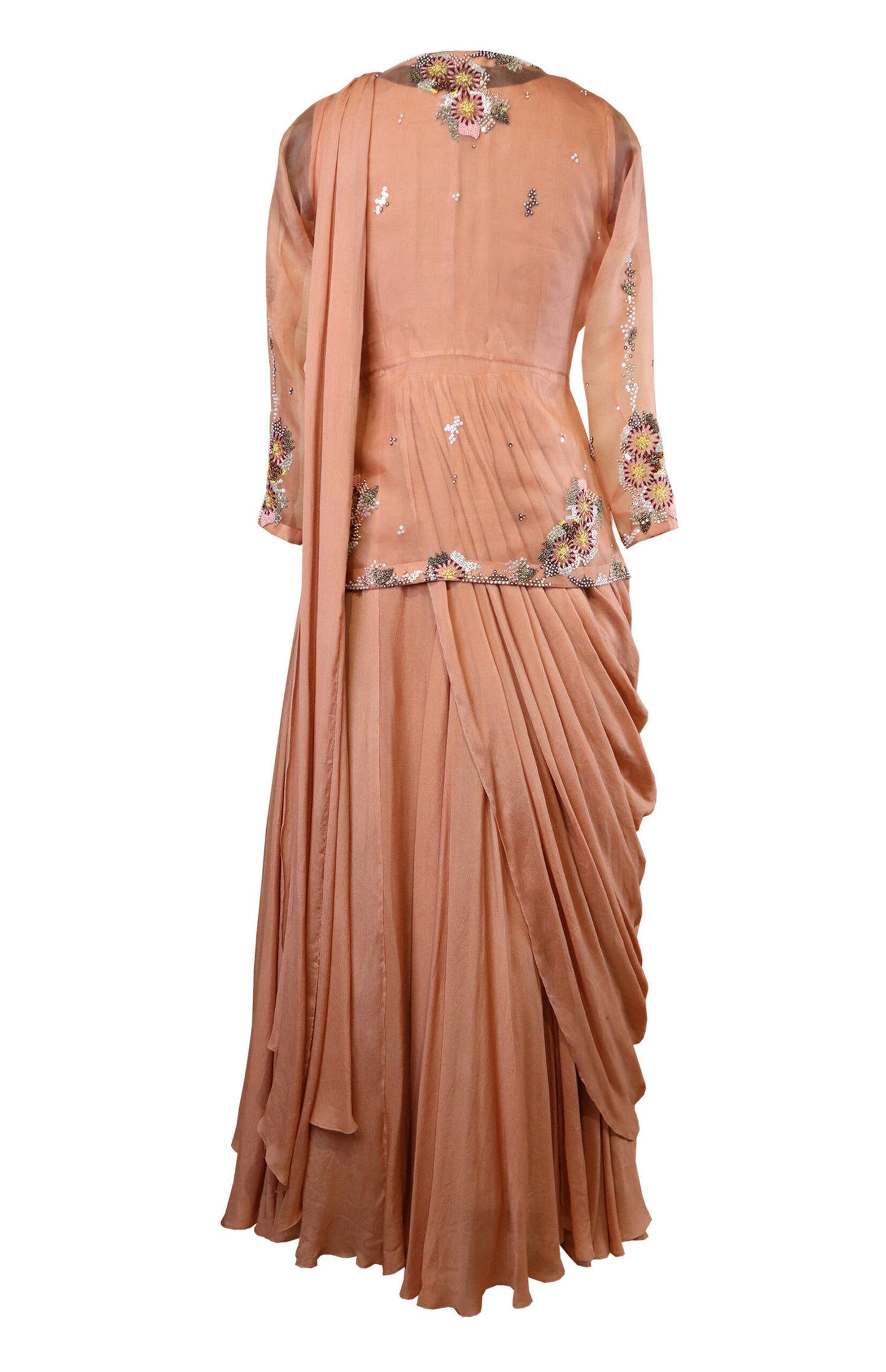 Draped Gown With Short Jacket - OLD ROSE