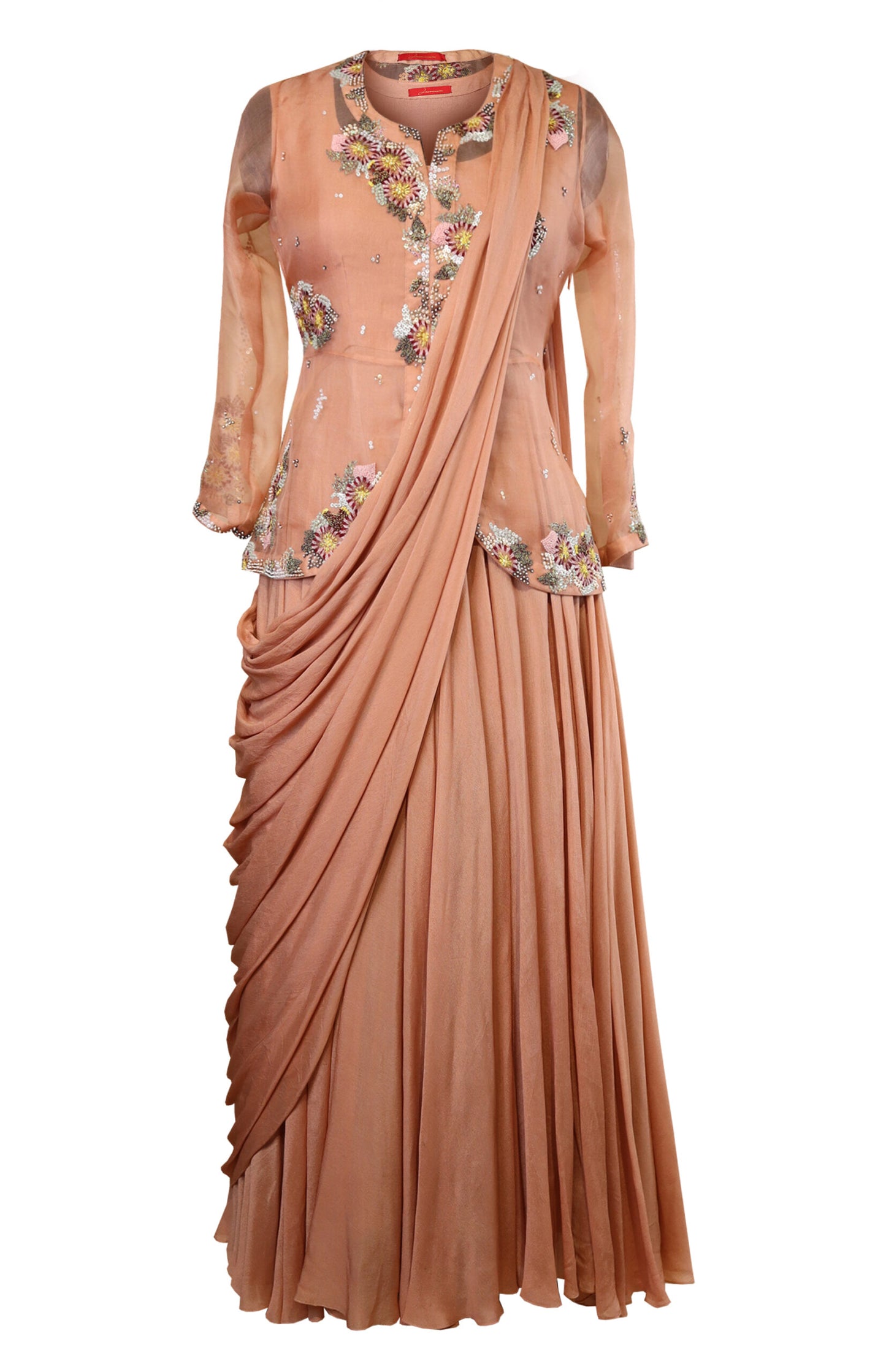 Draped Gown With Short Jacket - OLD ROSE