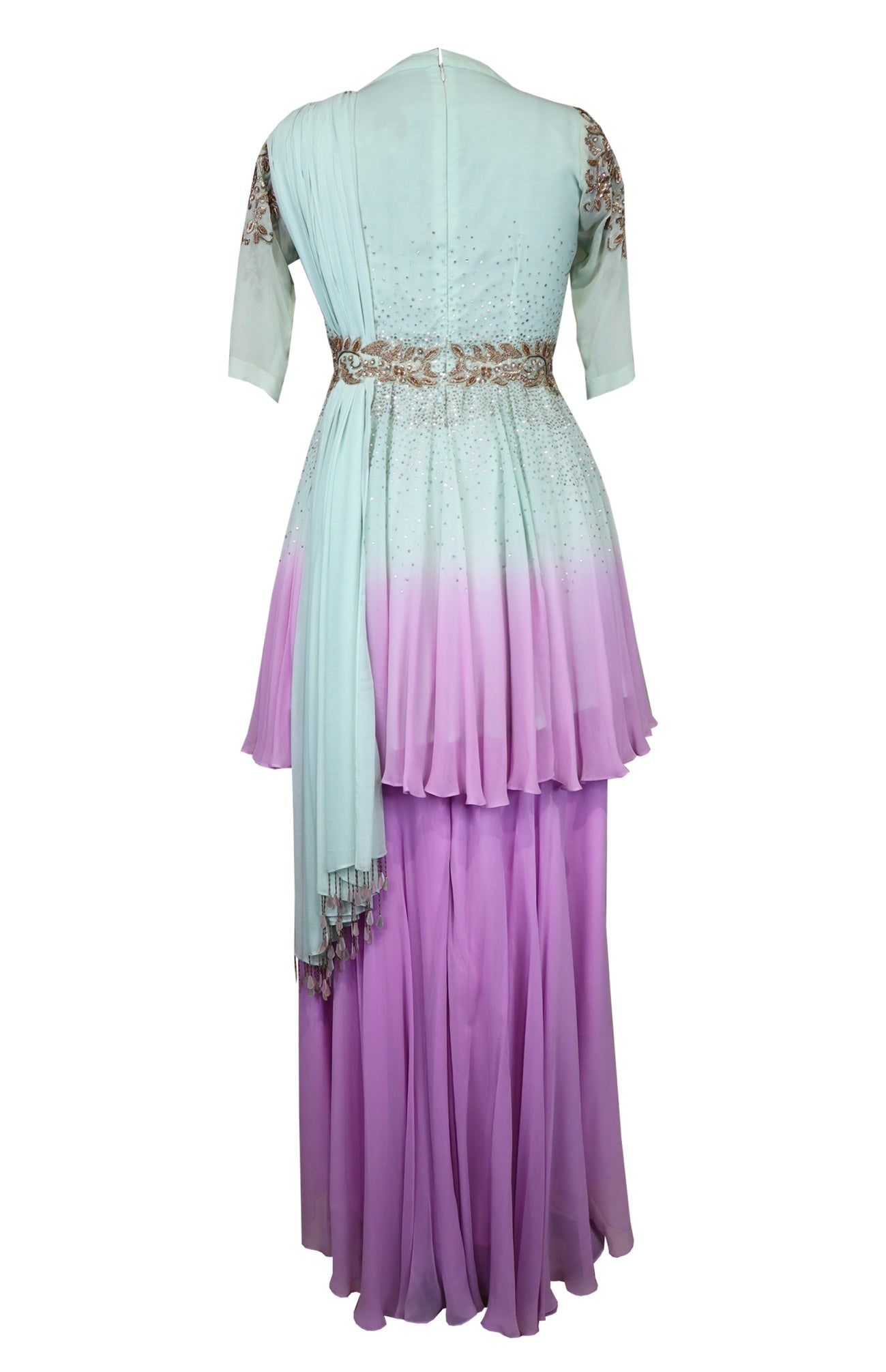 Mint And Lilac Ombré Peplum Dress
