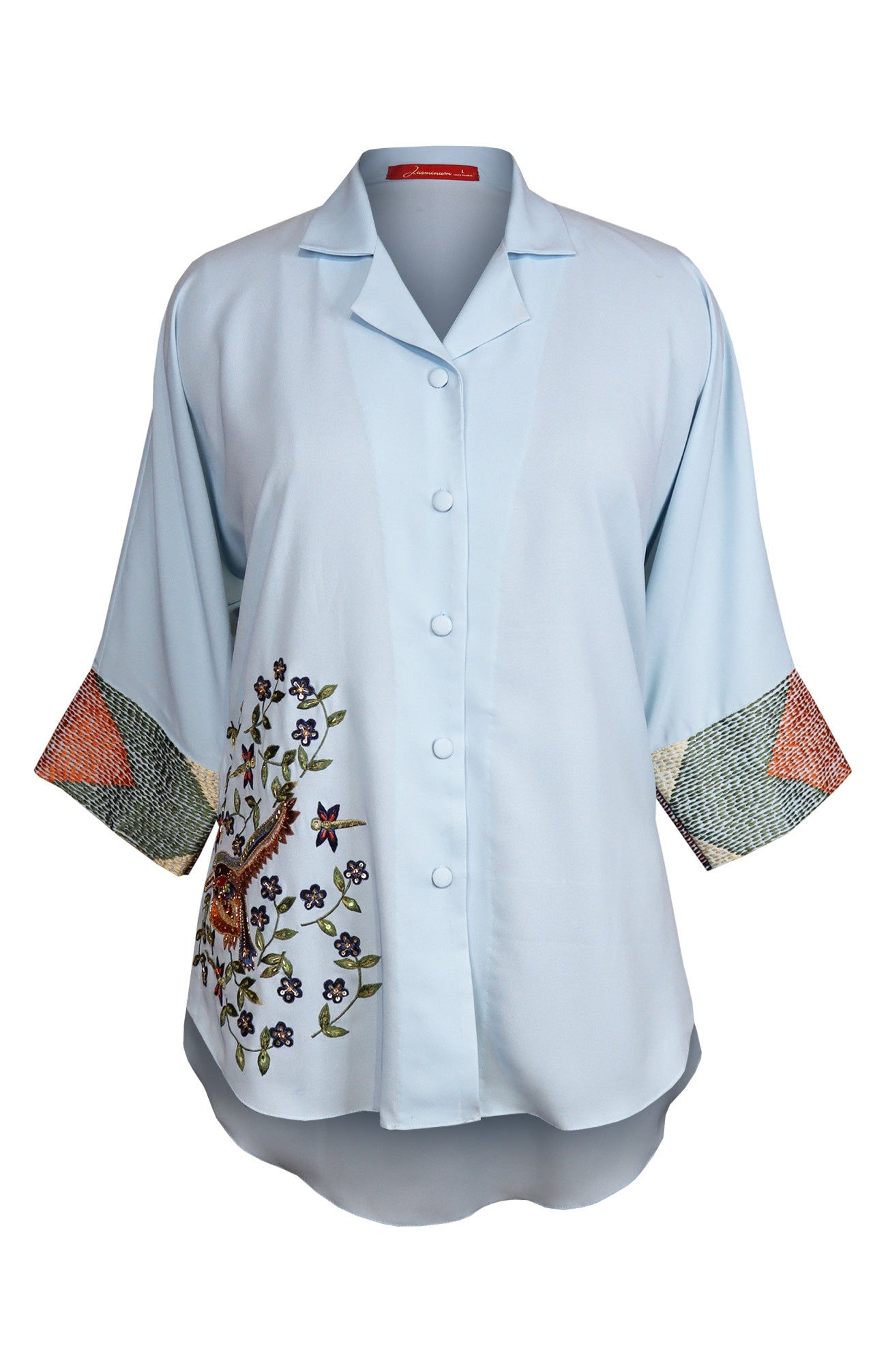 Georgette Shirt With Bird Motif