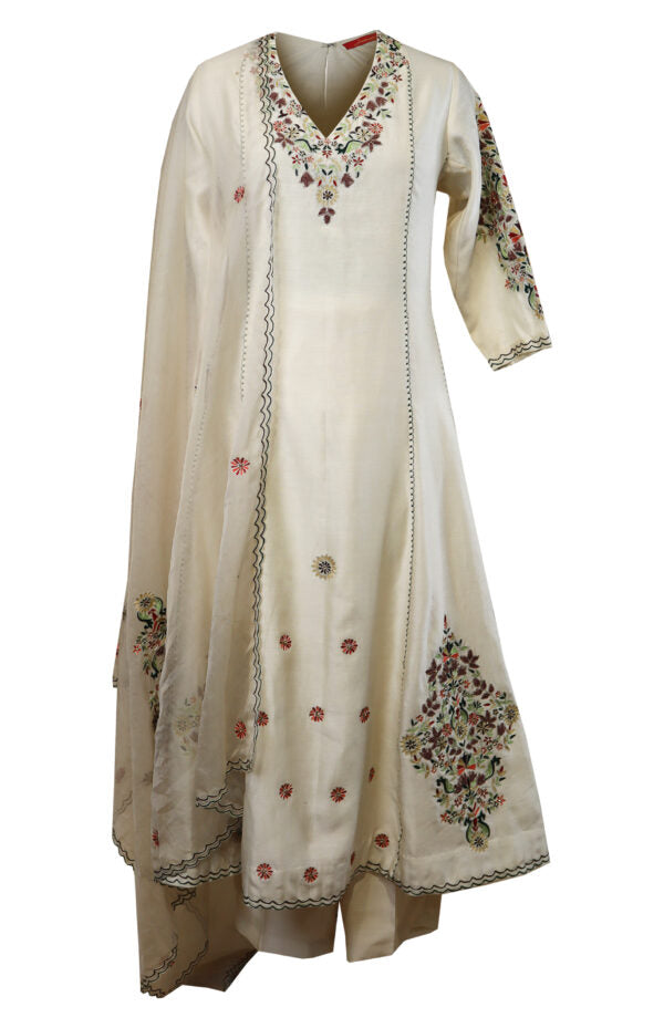 Kora Silk Anarkali With Aari Embroidery