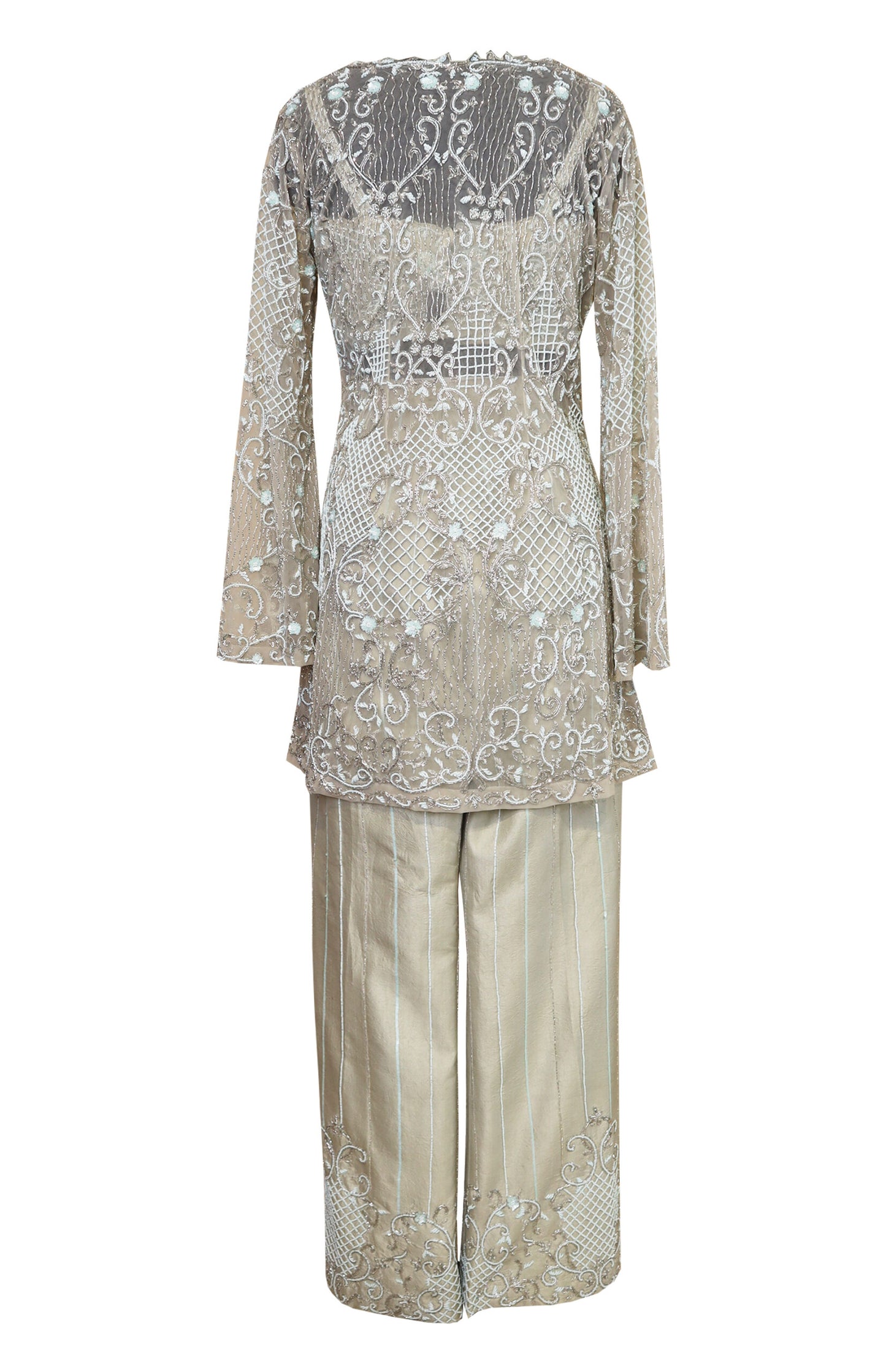Silver Grey Embroidered Co-ord Set