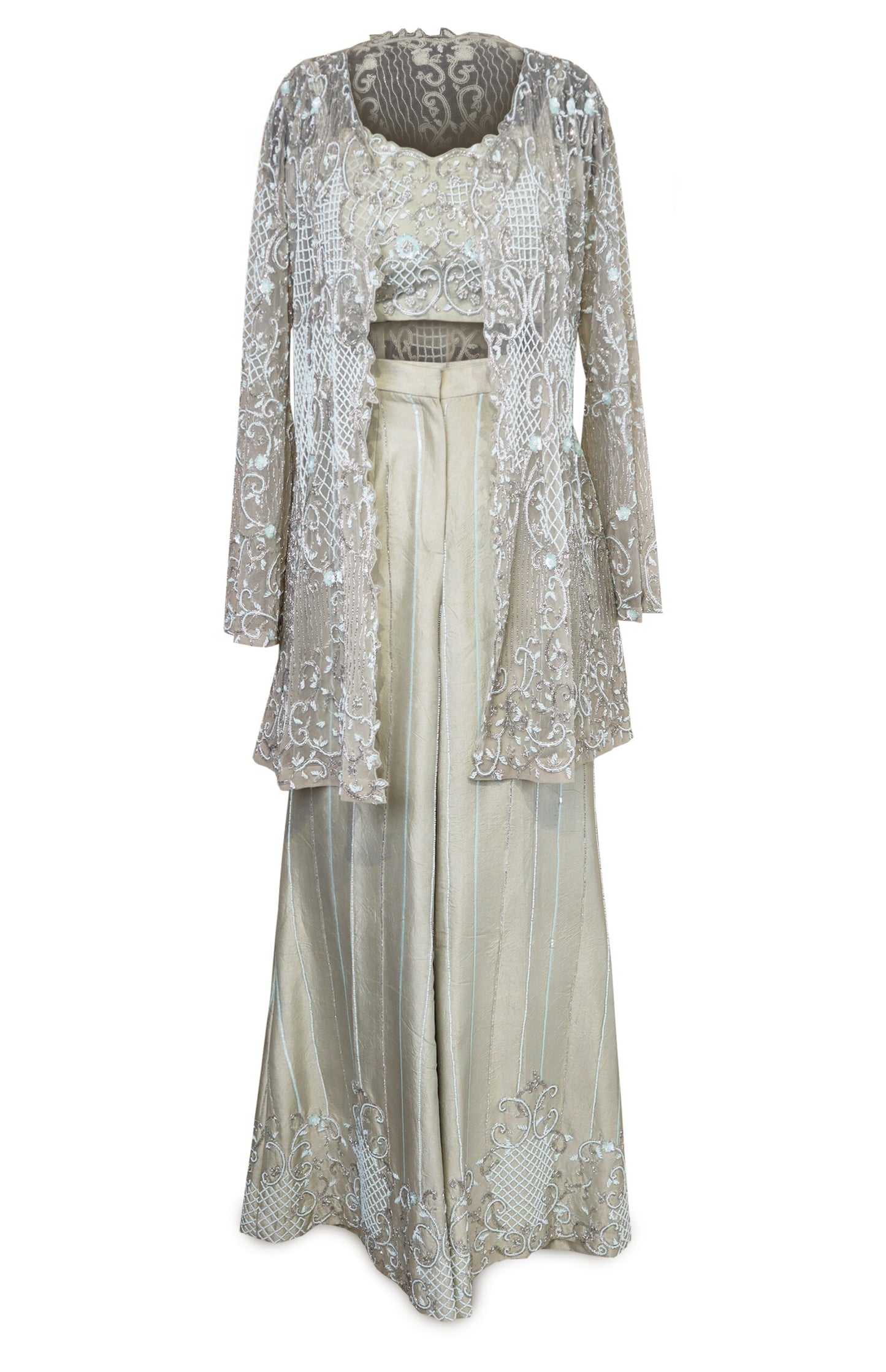 Silver Grey Embroidered Co-ord Set