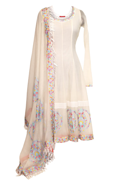 White Mull Anarkali