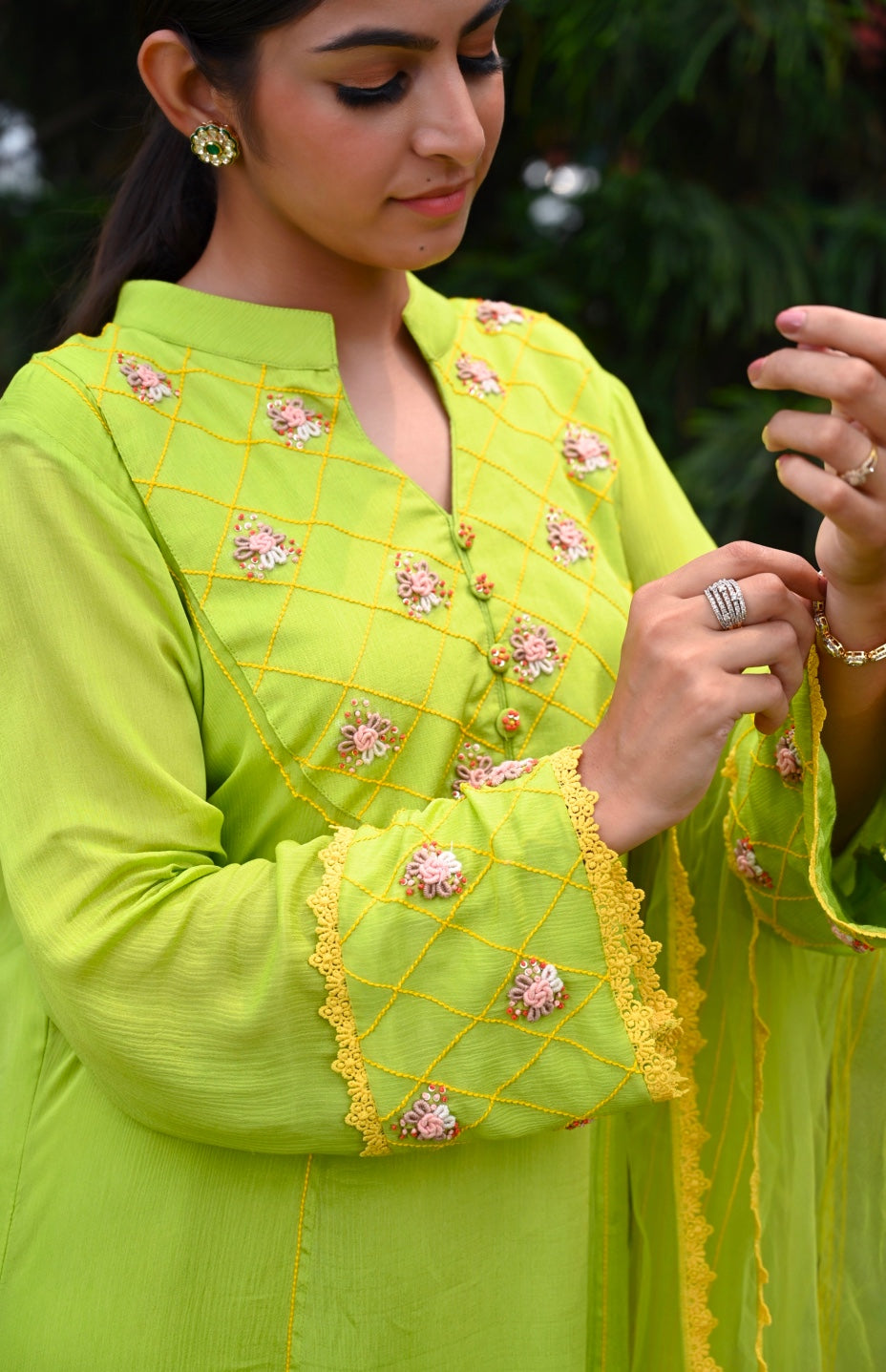 Chiffon Suit With Bullion Embroidery