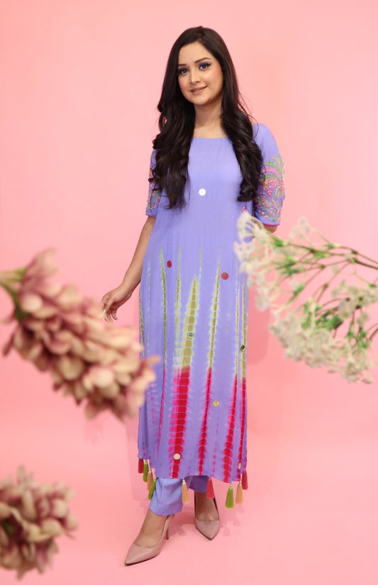 Kurta Set With Embroidered Sleeves