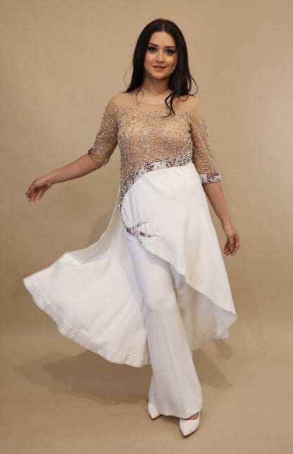 Asymmetric Co-ord Set With Rhinestone Embroidery