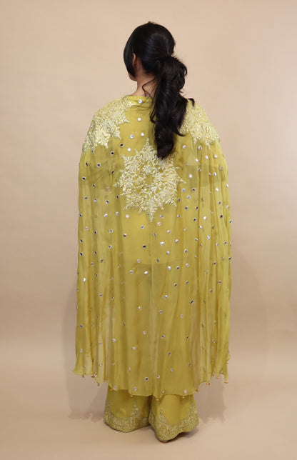 Lime Yellow Cape Co-ord Set