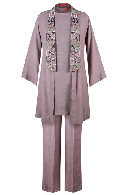 Poppies 3 Pcs Co-ord Set - MAUVE