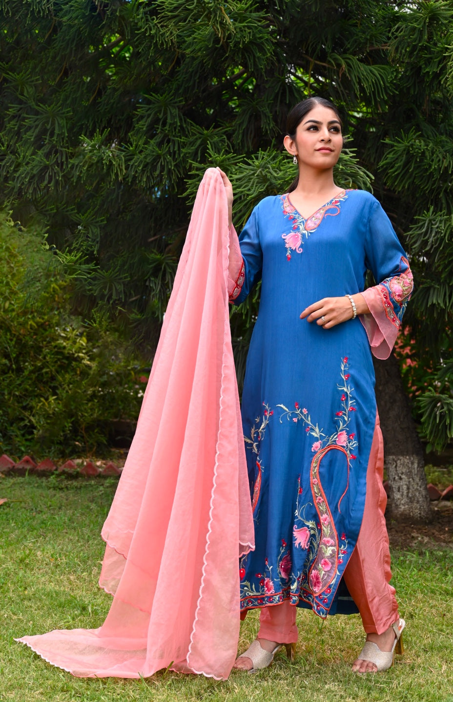 Chiffon Suit With Kashmiri Embroidery