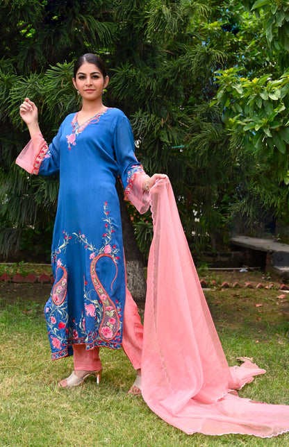 Chiffon Suit With Kashmiri Embroidery