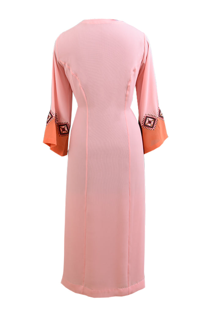 Peach Colour Block Kurta