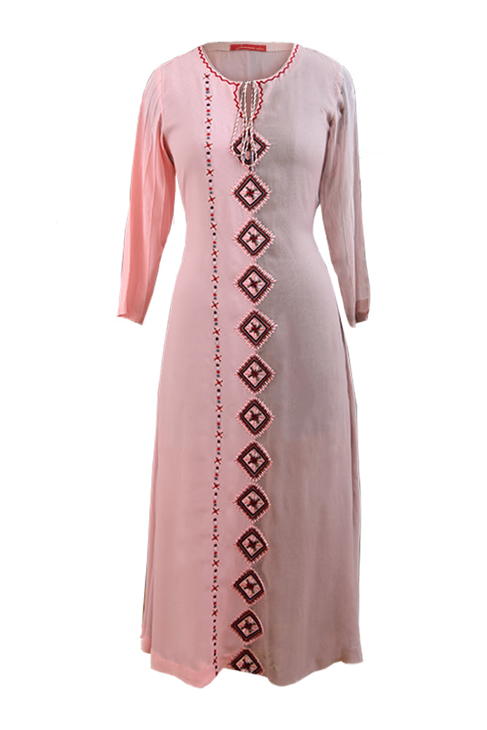 Liver And Pink Georgette Kurta