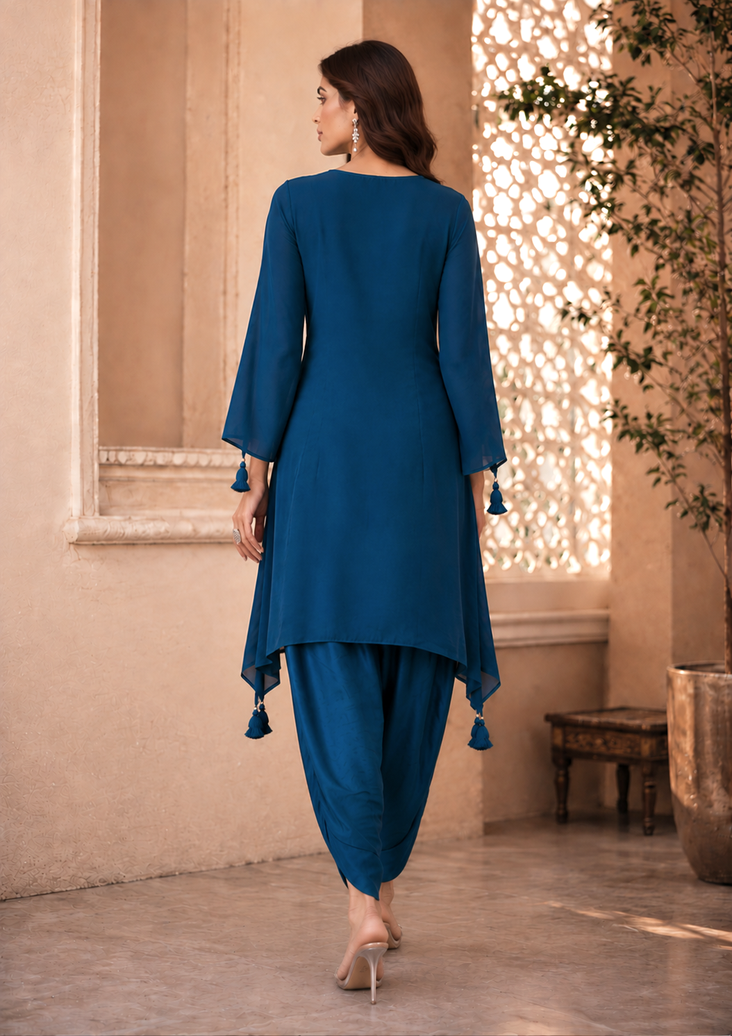 3D Gota Patti Asymmetric Tulip Set - TEAL