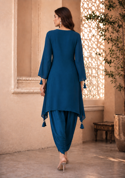 3D Gota Patti Asymmetric Tulip Set - TEAL