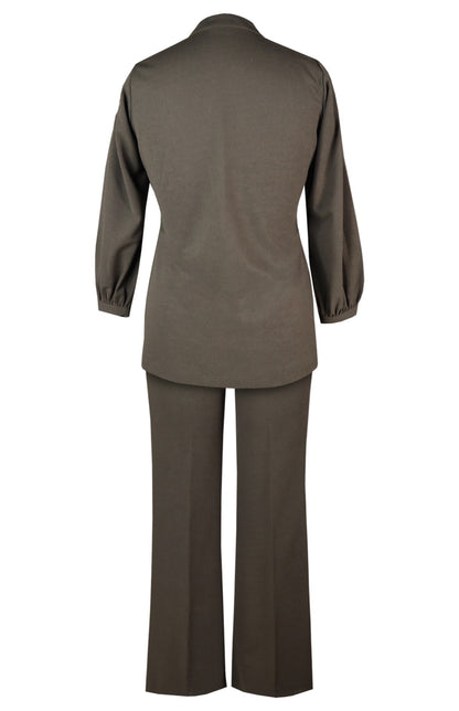 3D Leaves Embroidery Co-ord Set - OLIVE