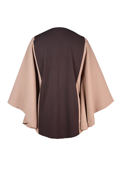 3D Leaves Embroidery Cape Top - BROWN
