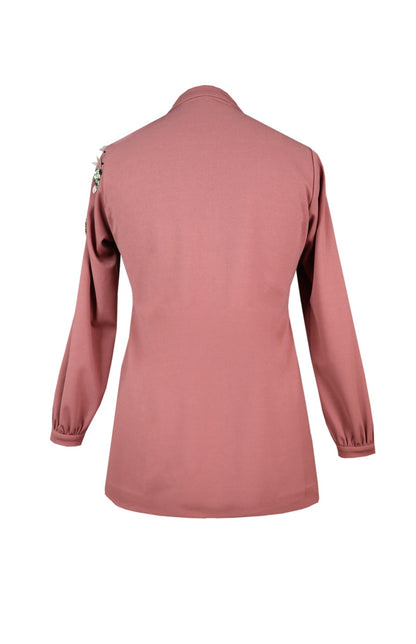 3D Leaves Embroidery Top - DUSTY ROSE