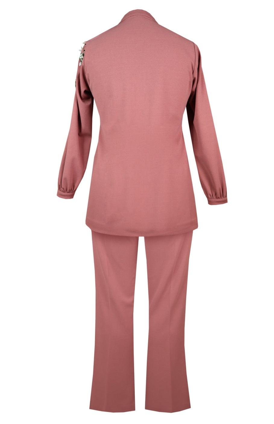 3D Leaves Embroidery Co-ord Set - DUSTY ROSE