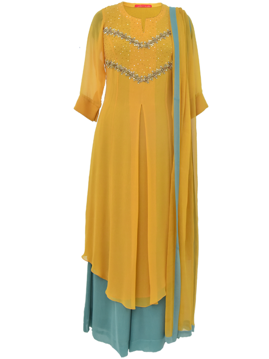 Mustard Georgette Kurta Set