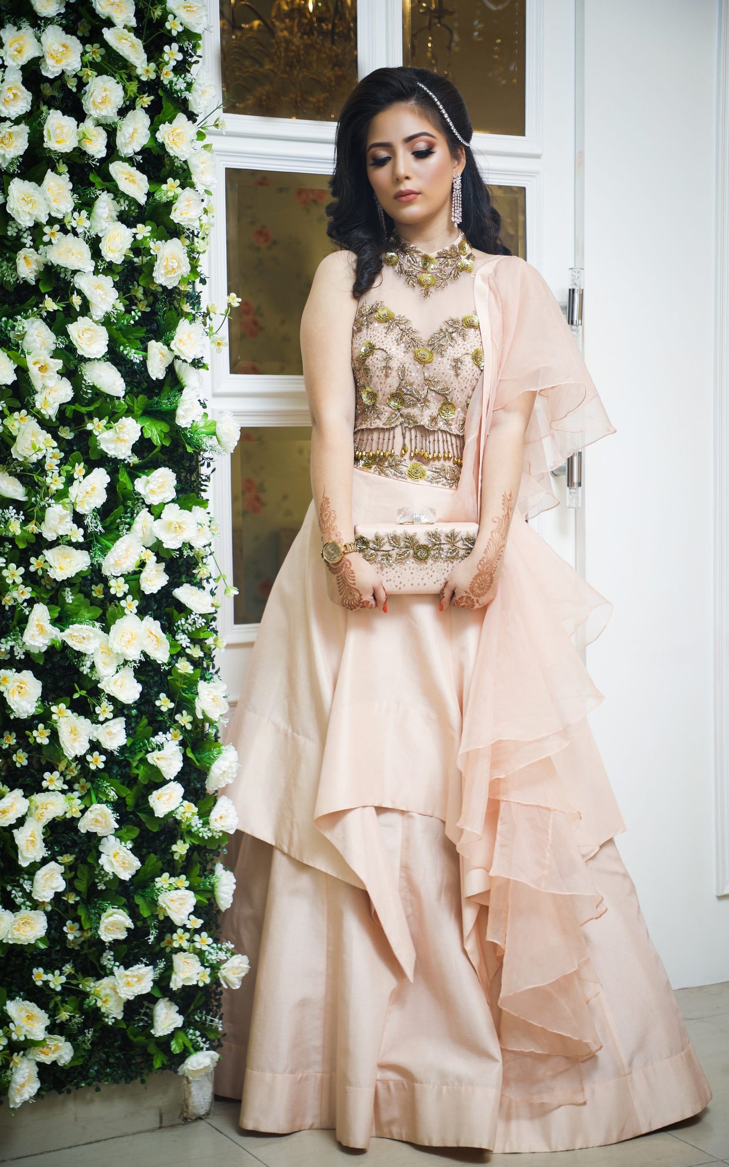 Blush Crop Top With Layered Skirt