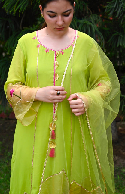 Georgette Suit With Organza Design
