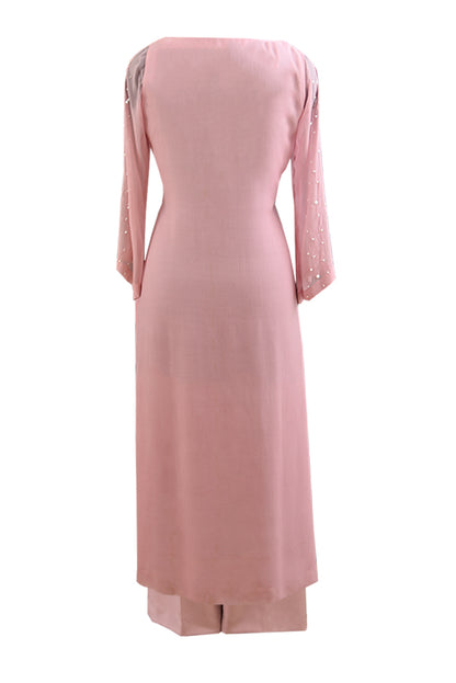 Asymmetric Georgette Kurta With Pants
