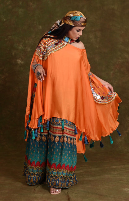 Off Shoulder Kaftan With Boho Printed Pants