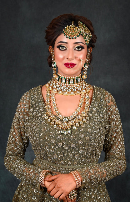 Olive Lehnga With Peplum Choli
