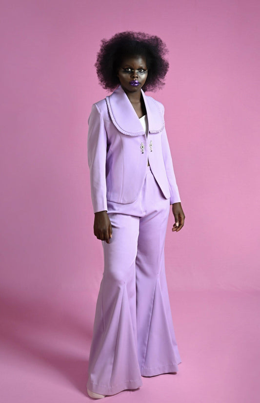 Lavender Jacket With Flared Trousers
